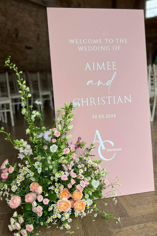 Ambience Venue Styling Uk Wedding Decor Staircase Feature Floral Column Floating Candles Velvet Black Glass Square Vases LED Entrance