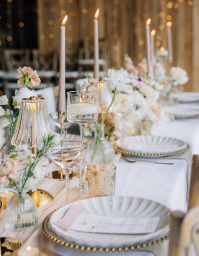 Ambience Venue Styling Top Table Gold Lamps Peach