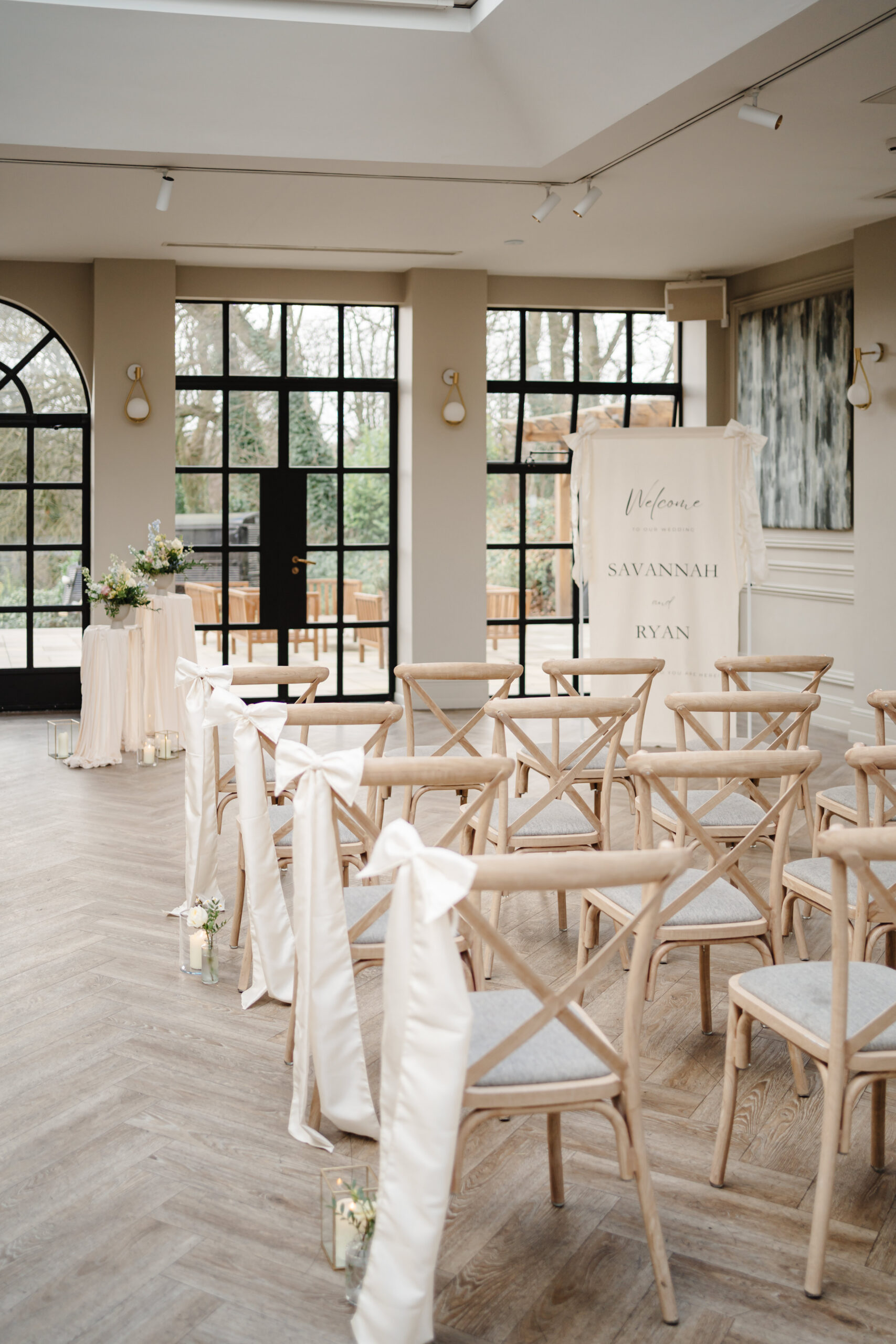Ambience Venue Styling Buckinghamshire Christmas Themed Wedding Monochrome Centrepieces Tablescapes