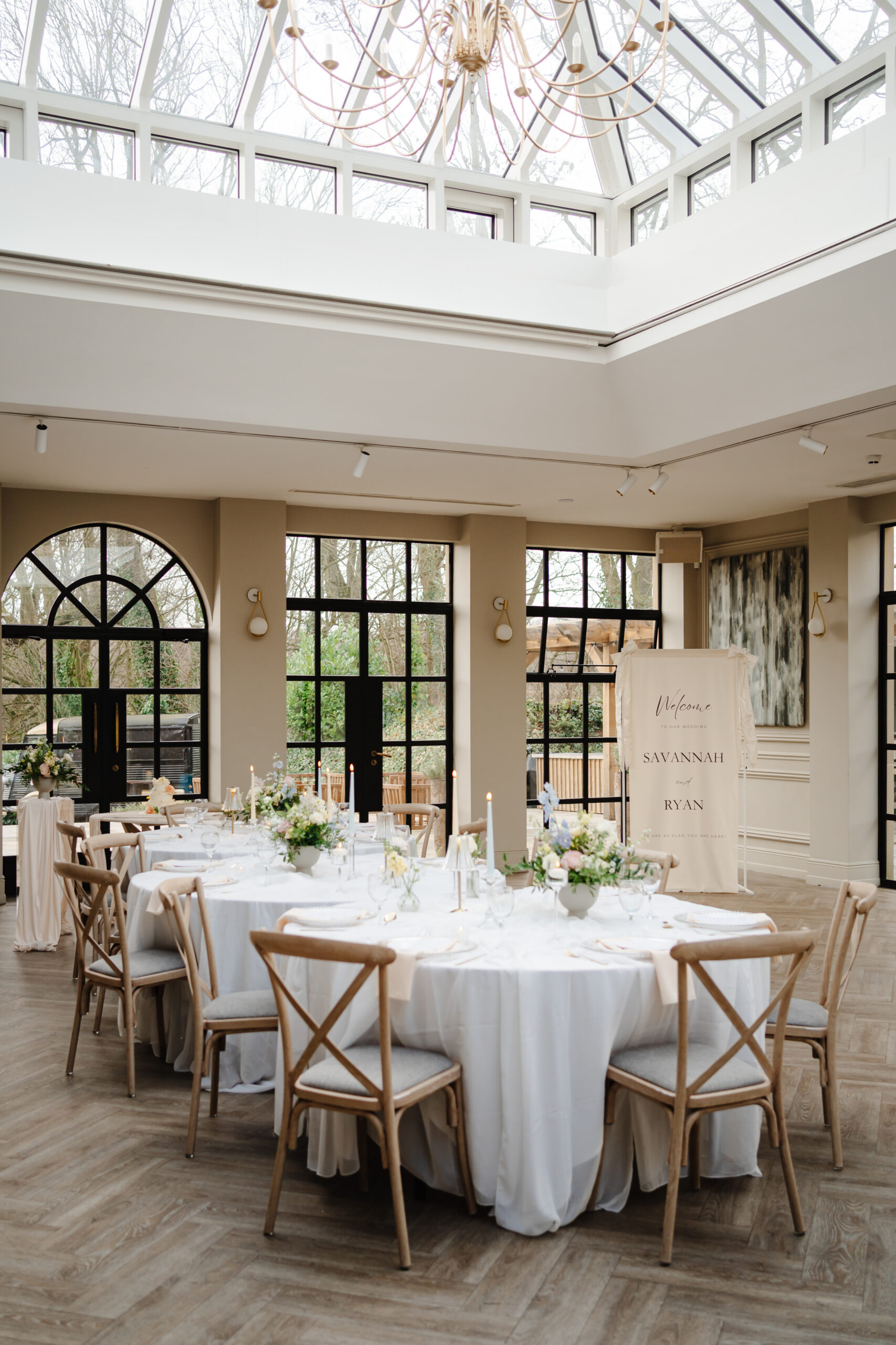 Ambience Venue Styling Buckinghamshire Christmas Themed Wedding Monochrome Bespoke Signage Wedding Breakfast Decor
