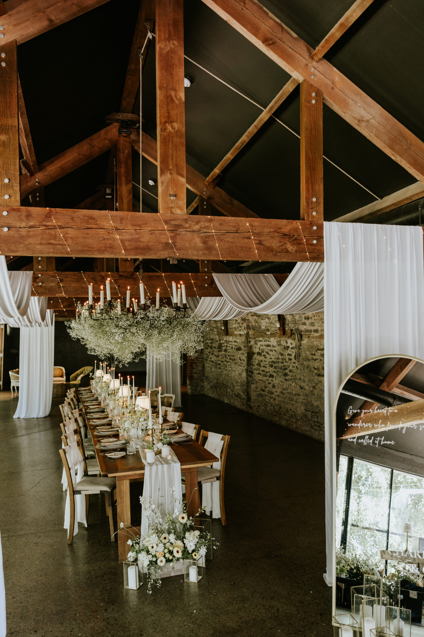 Venue styling banuqet dining tablescape with welcome sign